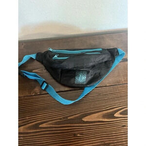 Vintage 90's Basics Black and Teal Fanny Pack Waist Chest Bag